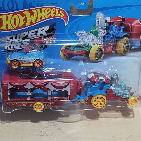 Hot Wheels Super Rigs Car Nival Steamer Large Carnival Themed Truck Hauler Small - Picture 8 of 10